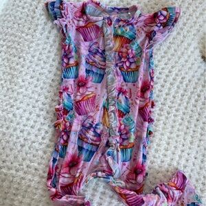 Pink Cupcake Print Kids Bodysuit